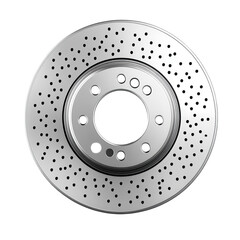 A pristine brake rotor gleaming under light representing precision on transparent background