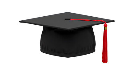 Isolated Graduation Cap with Red Tassel on Transparent Background Illustration
