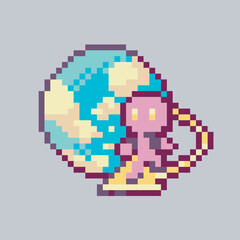 Fototapeta premium surfing internet character sign in pixel art style