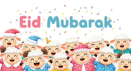 Eid Mubarak Celebration with Cute Sheep