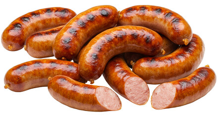 Isolated Grilled Sausages on Transparent Background Appetizing Meat Food Dish