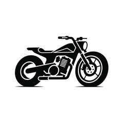 Fototapeta premium Silhouette of a custom street motorcycle with urban rider, showcasing a bold city