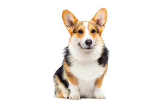 cute corgi dog portrait on transparent background