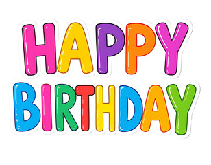  Colorful &ldquo;Happy Birthday&rdquo; Doodle Text with Sticker Border - png