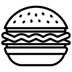 Simple Hamburger Drawing for Coloring or Design