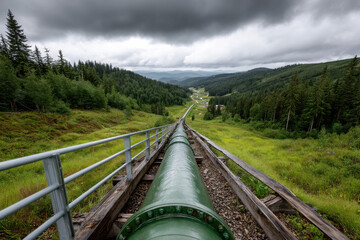 Oil pipeline in green landscape