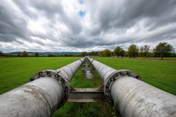 Oil pipeline in green landscape