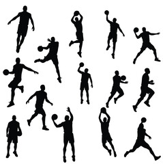 Set of Basketball Player Silhouette Poses – Dynamic Action Figures Collection