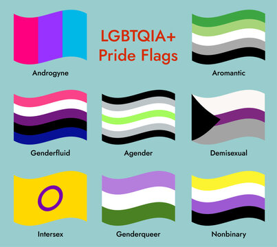 LGBTQIA+ Pride Flags Collection Androgyne Aromantic Genderfluid Agender Demisexual Intersex Genderqueer Nonbinary
