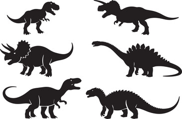 Dinosaur Silhouette Vector Set | Prehistoric Animal