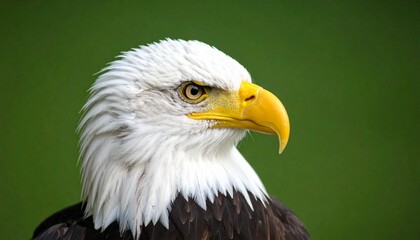 Obraz premium Portrait photo of an Eagle on a plain green background