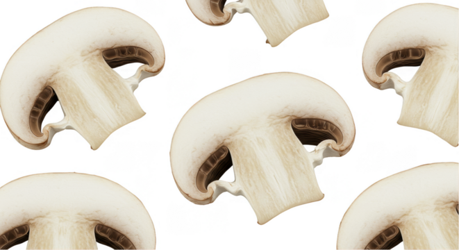 Isolated Mushroom Slices Illustration On Black Background Photo