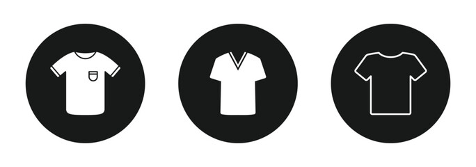 Set of basic shirt graphics in black and white for use in digital clothing catalogs, store filters, or fashion branding.