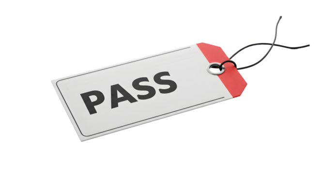 Isolated Pass Tag Illustration with Red Accent and Black Text on Transparent Background