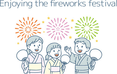 花火大会を楽しむ家族