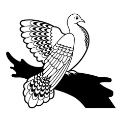 Stylized Dove Drawing Vector Illustration