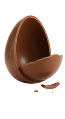 Fototapeta premium Isolated Photo of a Broken Chocolate Egg against Transparent Black Background