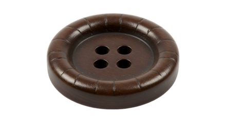 Isolated Photo of a Brown Button with Four Holes and Circular Design
