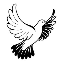 Dove with Wings Spread Vector Illustration