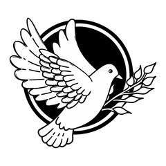 Dove Silhouette in Details Vector Illustration