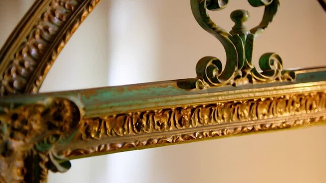 Ornate antique frame, gold and teal