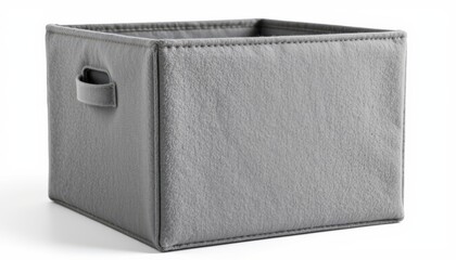 Naklejka premium soft gray wool felt storage cube with reinforced corners and smooth surface texture, isolated object with no inscriptions or markings, clean, minimalistic design without any branding or text
