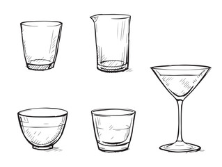 Glass line art design elegant transparent sketch style