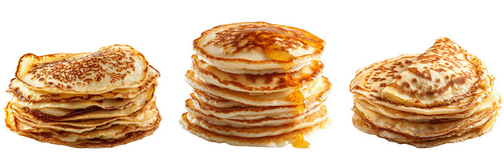 Set of Delicious pancakes isolated on a transparent background