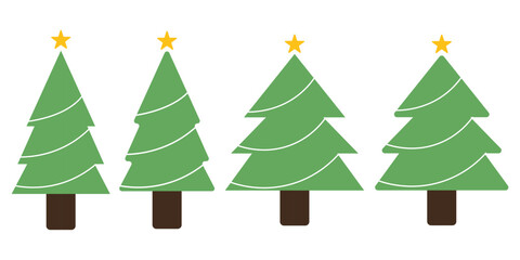 Set of pine tree icons. Christmas tree vector illustration. Christmas tree evergreen pine fir vector emoji illustration symbol sign icon Xmas. Christmas tree Icons collection. 