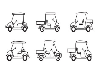 Golf cart line art drawing for digital design