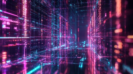 Obraz premium Abstract digital tunnel perspective