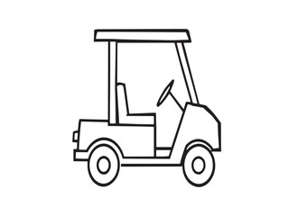 Golf cart line sketch outline graphic for print