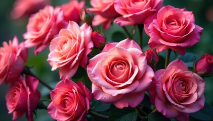 Obraz premium Intricate blooming roses, densely clustered, vibrant hues , wallpaper pattern, floral design, beauty