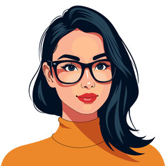Confident woman in glasses coding, modern digital lifestyle