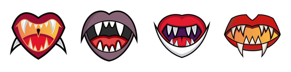 Naklejka premium Vampire Fangs Flat Style Illustration Vector Illustration 