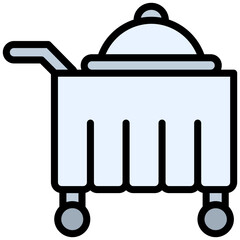 Food Trolley Icon, Outline Flat Design Style Icon, Restaurant Element Icon Collection
