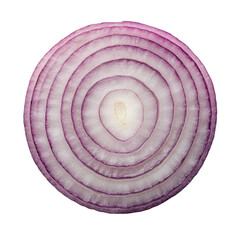 Sliced red onion on a Transparent background showcasing vibrant colors and distinct layers, slice onion isolated on PNG background