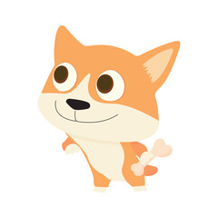 Cartoon dog with a bone in its paw. Vector illustration, perfect for pet-themed designs and children's content.