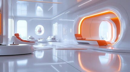A futuristic office where a digital leader controls data through gestures