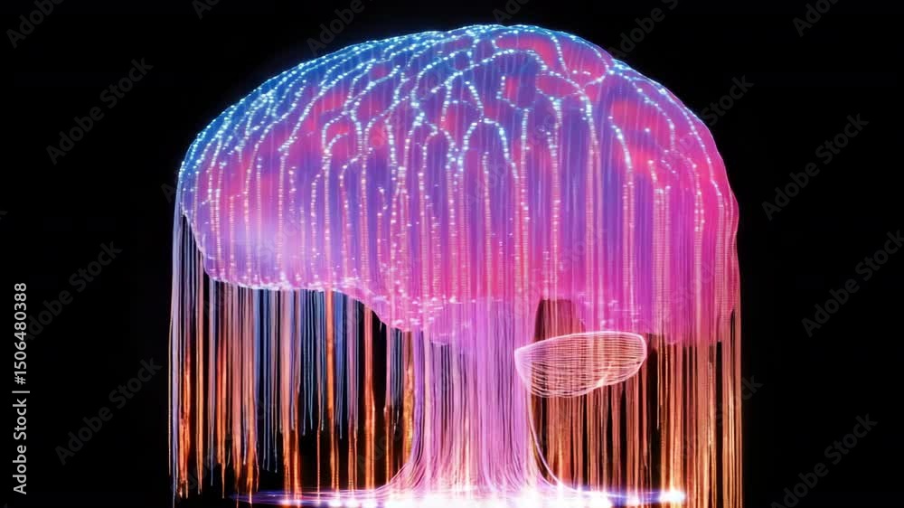 Poster ai brain: futuristic binary circuit