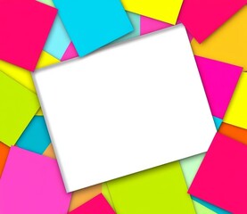 Colorful Abstract Background White Space Surrounded by Vivid Squares, Graphic Design, Notepad Concept Abstract Background, Colorful Design