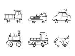 minimalistic handcar truck line art for graphic design