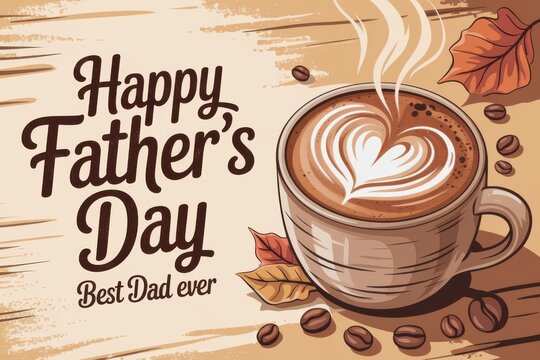 Happy father's day coffee art latte best dad ever greeting.