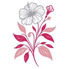 single line floral pattern, minimal flower sketch, outline cotton flower design, seamless textile texture, abstract wrapping print

