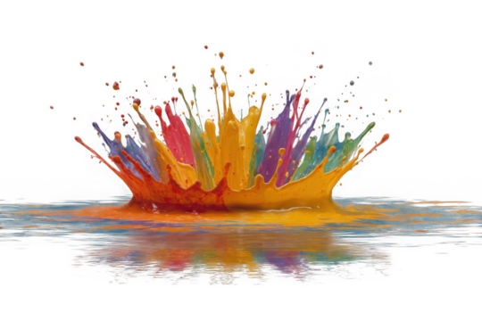 Colorful paint splash isolated on transparent background