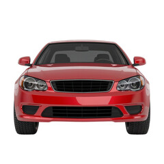 Red car isolated on transparent white background, clipping path, pen tool