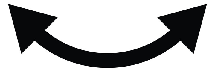 Curved double ended semicircular arrow. Double ended and dual arrow. Semicircular curved thin long double ended arrow. Vector illustration. EPS 10