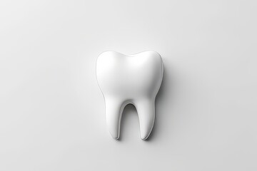 Simple White Tooth Model on a Plain Background for Dental Health
