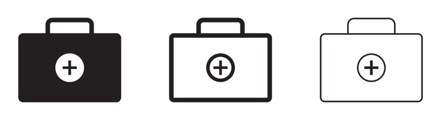 Obraz premium First aid kit icon set vector. First aid kit icon solid and line style.