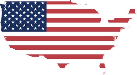 United States national flag map with country boundary shape (Web Mercator projection)